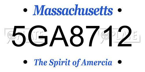 5GA8712 Massachusetts License Plate
