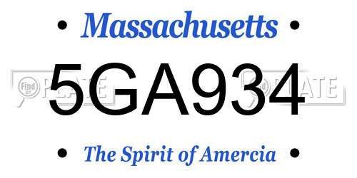 5GA934 Massachusetts License Plate