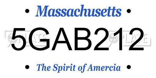 5GAB212 Massachusetts License Plate