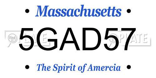 5GAD57 Massachusetts License Plate
