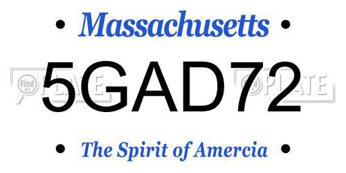 5GAD72 Massachusetts License Plate