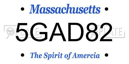 5GAD82 Massachusetts License Plate