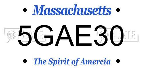 5GAE30 Massachusetts License Plate