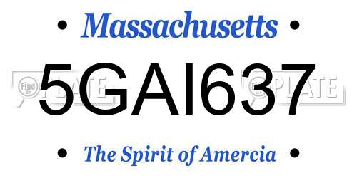5GAI637 Massachusetts License Plate