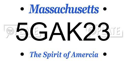 5GAK23 Massachusetts License Plate