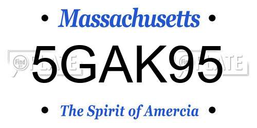 5GAK95 Massachusetts License Plate