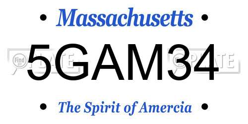 5GAM34 Massachusetts License Plate