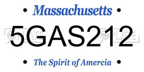 5GAS212 Massachusetts License Plate