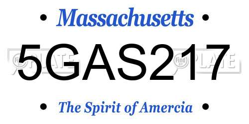 5GAS217 Massachusetts License Plate