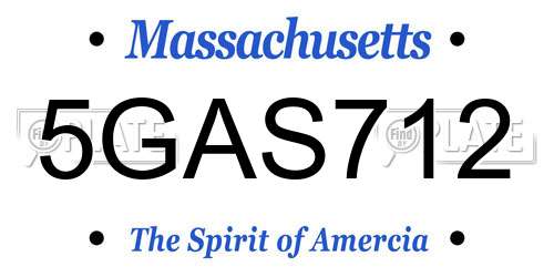 5GAS712 Massachusetts License Plate