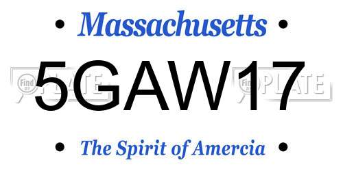 5GAW17 Massachusetts License Plate