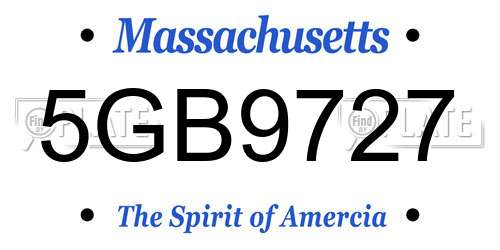 5GB9727 Massachusetts License Plate