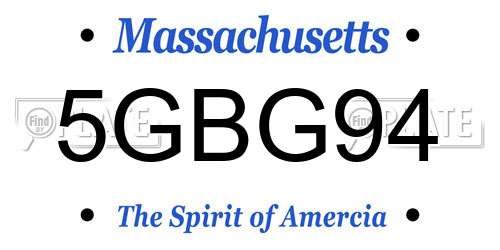 5GBG94 Massachusetts License Plate