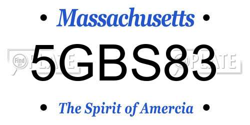 5GBS83 Massachusetts License Plate