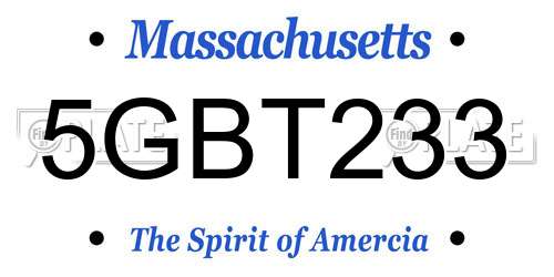 5GBT233 Massachusetts License Plate
