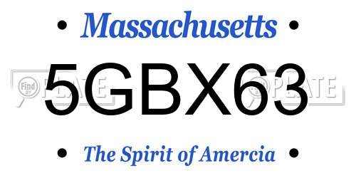 5GBX63 Massachusetts License Plate
