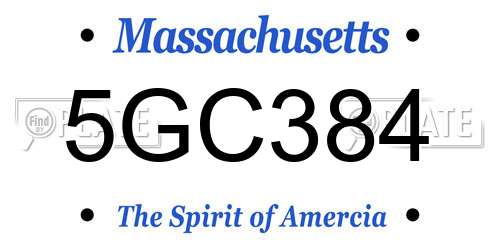 5GC384 Massachusetts License Plate