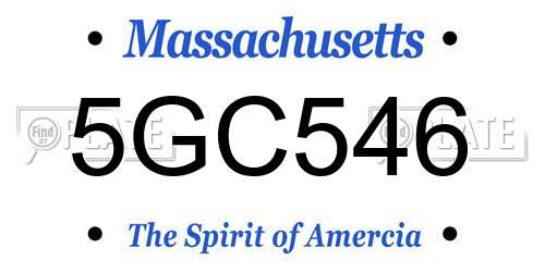 5GC546 Massachusetts License Plate