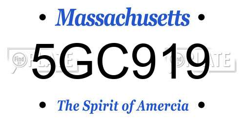 5GC919 Massachusetts License Plate