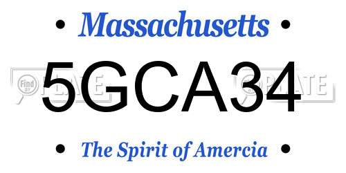5GCA34 Massachusetts License Plate