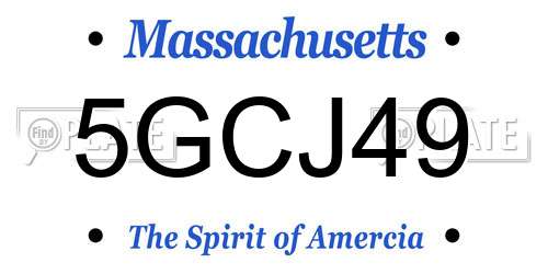 5GCJ49 Massachusetts License Plate