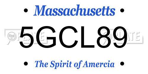 5GCL89 Massachusetts License Plate