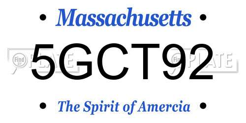5GCT92 Massachusetts License Plate