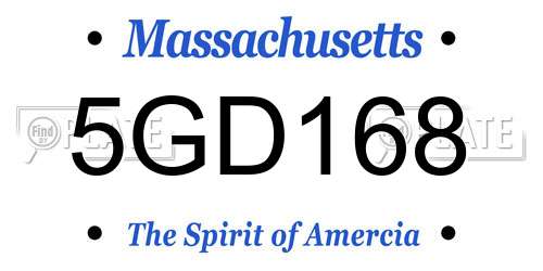 5GD168 Massachusetts License Plate