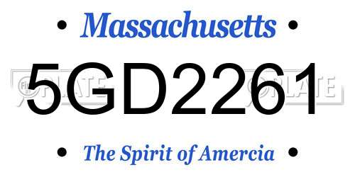 5GD2261 Massachusetts License Plate