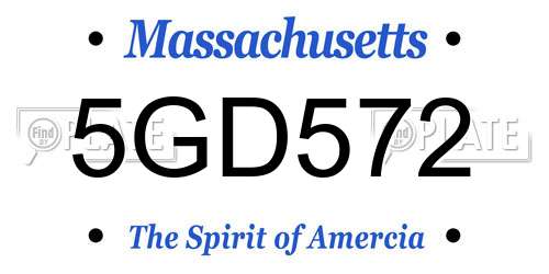 5GD572 Massachusetts License Plate