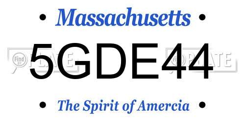 5GDE44 Massachusetts License Plate