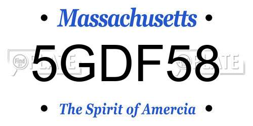 5GDF58 Massachusetts License Plate