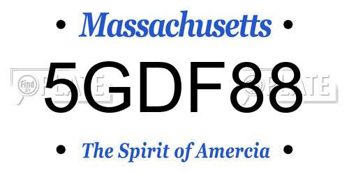 5GDF88 Massachusetts License Plate