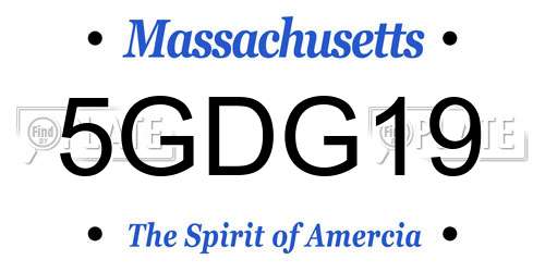 5GDG19 Massachusetts License Plate