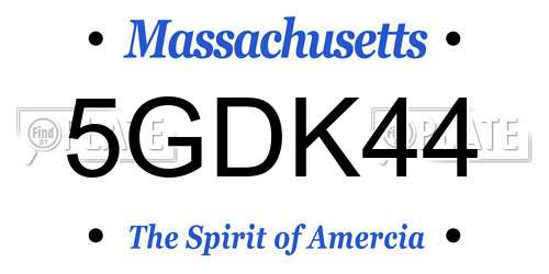 5GDK44 Massachusetts License Plate