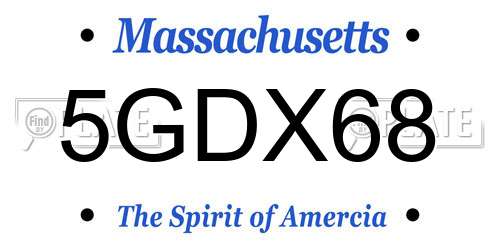 5GDX68 Massachusetts License Plate