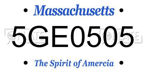 5GE0505 Massachusetts License Plate