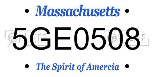 5GE0508 Massachusetts License Plate