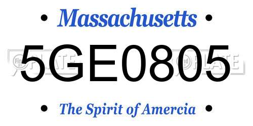 5GE0805 Massachusetts License Plate