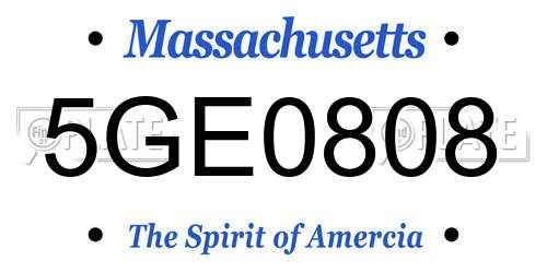 5GE0808 Massachusetts License Plate