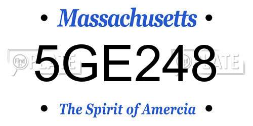 5GE248 Massachusetts License Plate