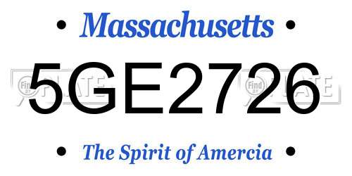 5GE2726 Massachusetts License Plate