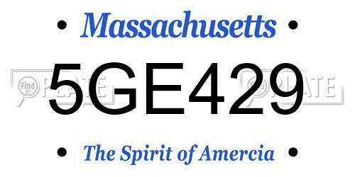 5GE429 Massachusetts License Plate