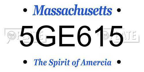 5GE615 Massachusetts License Plate