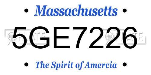 5GE7226 Massachusetts License Plate