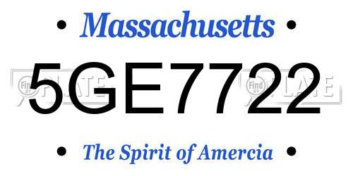 5GE7722 Massachusetts License Plate