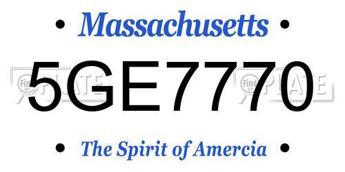 5GE7770 Massachusetts License Plate