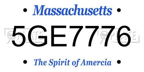 5GE7776 Massachusetts License Plate