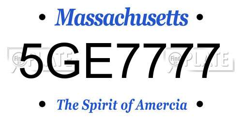 5GE7777 Massachusetts License Plate