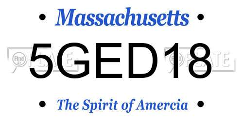 5GED18 Massachusetts License Plate